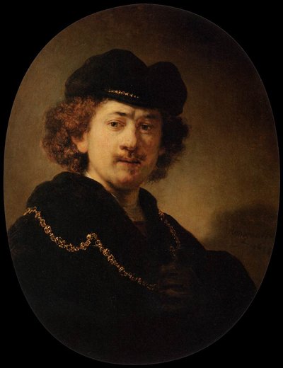 Self-Portrait Wearing a Toque and a Gold Chain by Rembrandt van Rijn